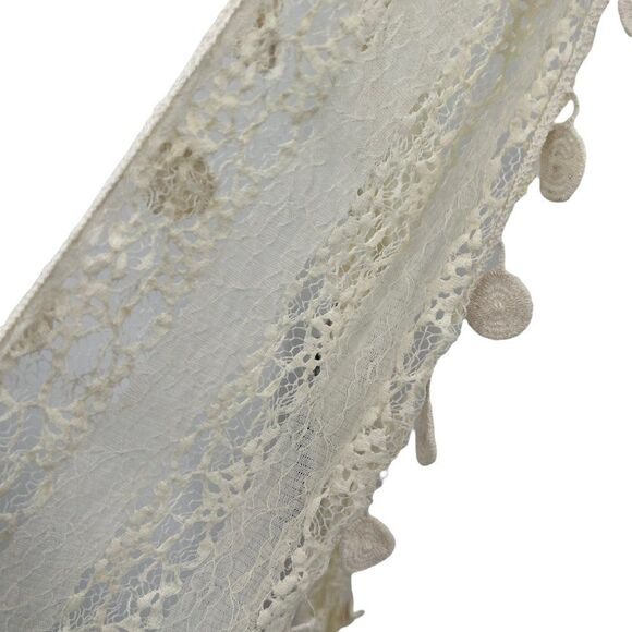 NWT Pier 1 Imports Scarf Nylon Blend Cream Dangle Doilies Boho Chic - Picture 10 of 16